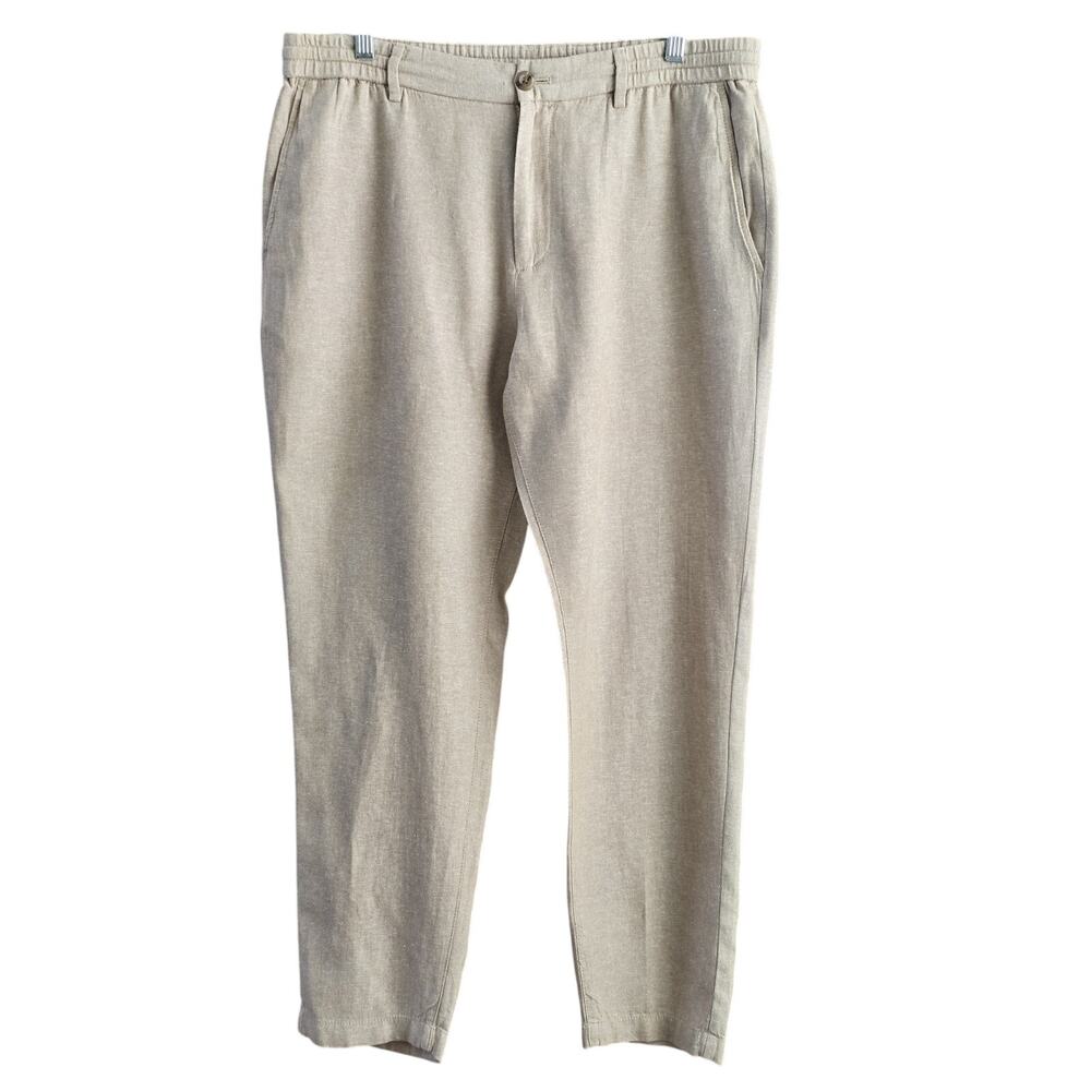 Banana Republic Linen Blend Pants Mens 34x32 (Fits 34x 29) Athletic Taper Beige